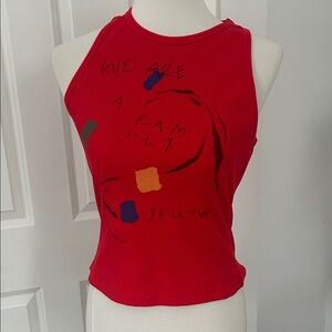 😍😍😍 Yellow The Label Red Graphic Women's Tank Top